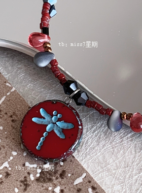蜻蜓标本｜原创小众设计高级复古vintage港式ins捷克珠串珠项链