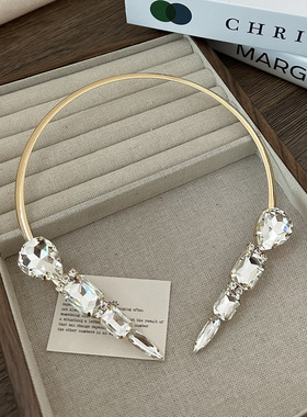 欧美复古重工华丽狐狸项链大宝石晚宴礼服配饰链轻奢锁骨链项圈女