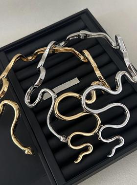 欧美极简不规则金属流线蛇形开口项圈项链女款小众独特锁骨链颈链