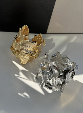 ZA轻奢风复古金色拼接花朵手镯