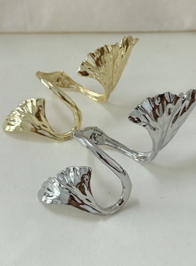 ZA新款欧美风复古简约金属银杏叶片形手镯时尚个性气质缠绕手环女