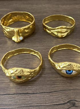 欧美复古时髦五官系列眼睛鼻子嘴唇手镯轻奢高级感金属叠戴手环潮