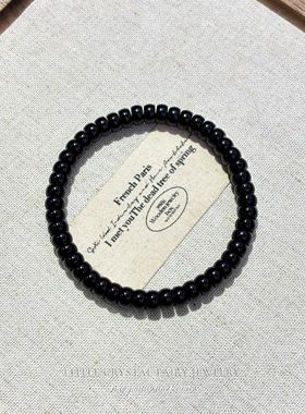 天然黑金刚黑玛瑙直切手串手链可diy原创文玩水晶材料情侣同款