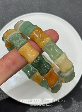 天然多色东陵玉手牌竹节手排手串手链可diy原创文玩水晶材料礼物
