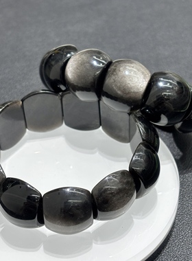 天然银曜石指甲手牌手链可diy原创水晶外贸饰品小众首饰情侣礼物