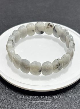 天然白闪石刻面手牌手链可diy原创水晶饰品复古礼物外贸小众首饰