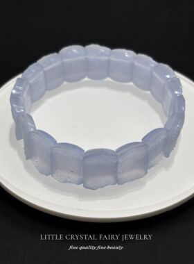 天然蓝纹玛瑙蓝玉髓晶洞手排手牌手链diy串珠材料原创水晶礼物