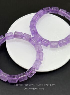 天然薰衣草紫水晶桶珠水晶手串手链可diy原创礼物女生流行饰品