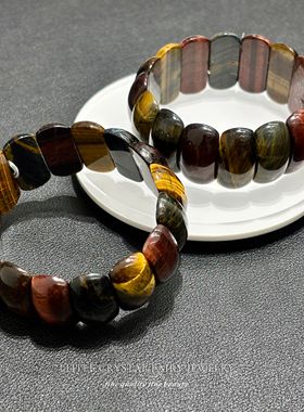 天然彩虎眼月牙手牌手链可diy原创水晶饰品复古礼物外贸小众首饰