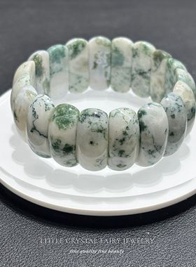 天然水草玛瑙月牙手牌排手链可diy原创水晶饰品小众首饰情侣礼物