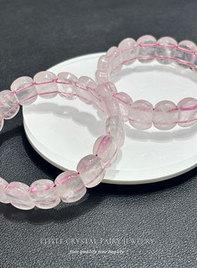 天然粉晶樱花粉手牌手链可diy原创水晶项链材料串珠外贸小众首饰
