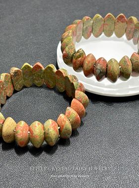 天然花绿宝月牙手牌手链可diy原创水晶饰品复古礼物外贸小众首饰