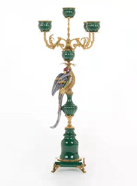 陶瓷礼品配铜烛台欧式乔迁客厅装饰摆件家居玄关餐桌气氛烛座复古