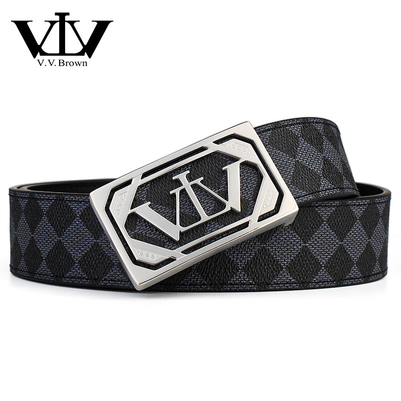 VVBrown意大利品牌正品男皮带平滑板扣高档奢侈品牌真皮腰带裤带,淘宝优惠券,粉丝福利购,淘宝优惠卷