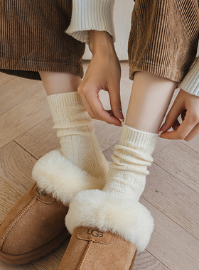 【2双装】冬季搭配鞋带好看保暖羊毛女中筒堆堆wa~