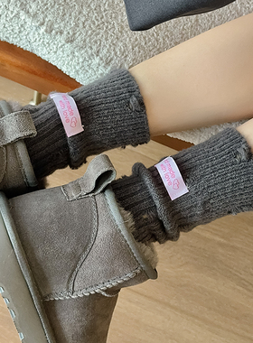 【5双装】日系搭配鞋带后跟布标粗针破洞加厚羊毛女中筒堆堆