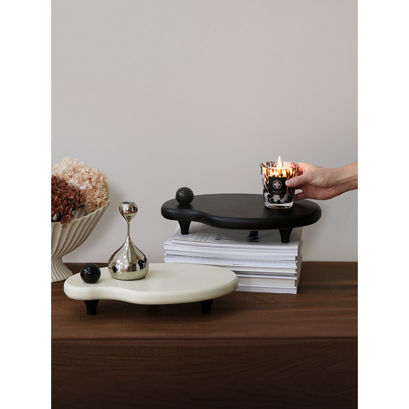 觅屿 法式香薰托盘奶油风复古黑色蜡烛盘玄关置物香水收纳摆件,淘宝优惠券,粉丝福利购,淘宝优惠卷