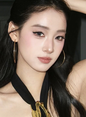 S925纯银针素圈大耳环女气质轻奢高级感圆圈耳饰耳圈2026新款爆款