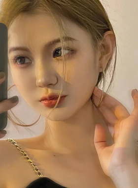 欧美大气S925银针圆圈夸张时尚素圈ins耳环百搭耳圈港风耳饰品女