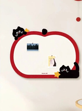 苹果猫毛毡板墙贴创意毛毡板装饰画照片展示板毛毡免打孔墙面装饰