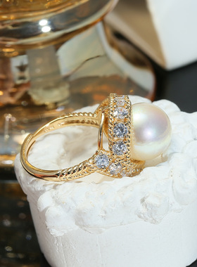 DIY配件S925纯银珍珠戒指空托