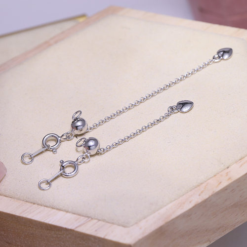 DIY配件 S925纯银珍珠项链调节扣 抽拉尾链搭扣圆形链K金同款银扣 - 图2