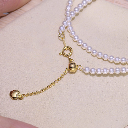 DIY配件 S925纯银珍珠项链调节扣 抽拉尾链搭扣圆形链K金同款银扣 - 图0