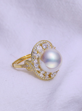 DIY配件S925纯银珍珠戒指空托