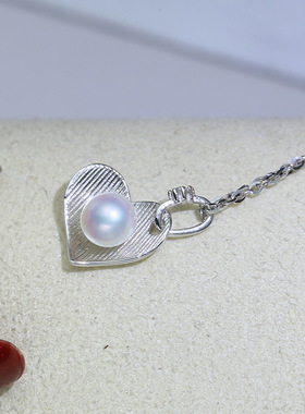 DIY饰品纯银小巧爱心吊坠珍珠