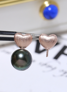 diy配件s925珍珠磨砂爱心耳饰