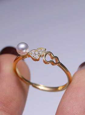 DIY配件S925纯银葫芦珍珠戒指空