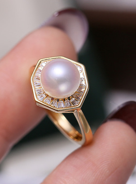 DIY配件S925纯银时尚珍珠戒指空