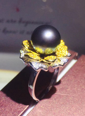 纯银珍珠空托华丽双色DIY配件