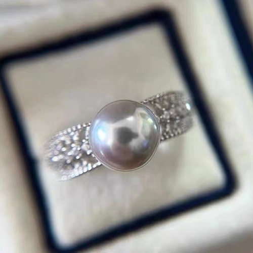 DIY配件 S925纯银时尚减龄珍珠玉石戒指空托 半成品手工指环戒托 - 图2