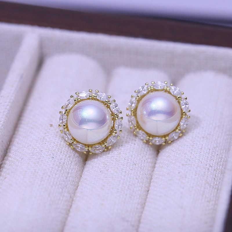 DIY配件 S925纯银温柔精美珍珠耳钉额耳环空托配饰 耳饰银托8-9,淘宝优惠券,粉丝福利购,淘宝优惠卷