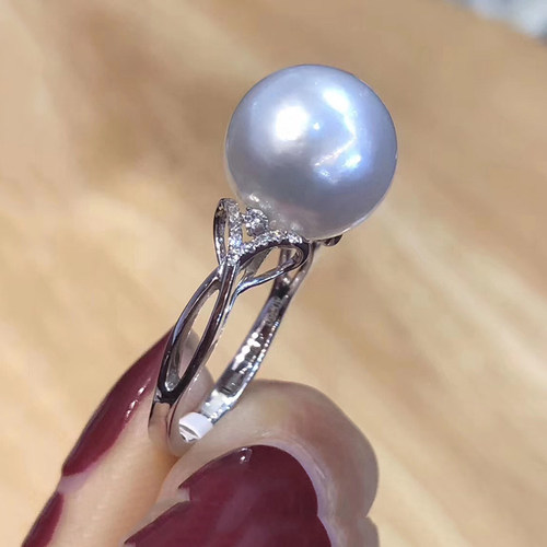 DIY配件 S925纯银珍珠戒指空托 小清新女款指环戒托适合9-10mm - 图3