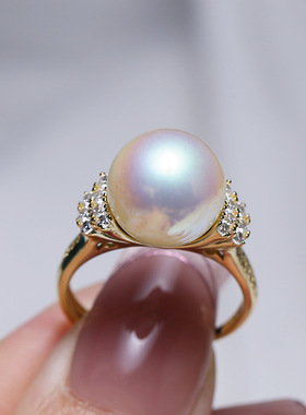 DIY配件S925纯银珍珠戒指空托