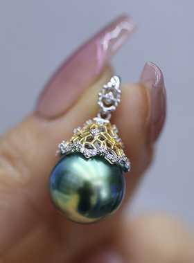 DIY配件S925纯银珍珠吊坠扣空托