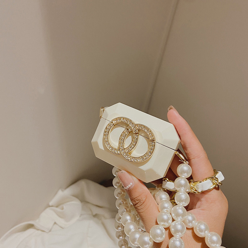 镶钻盒子包2026新款珍珠链条耳机包零钱包金属腰包晚宴潮包斜挎包,淘宝优惠券,粉丝福利购,淘宝优惠卷