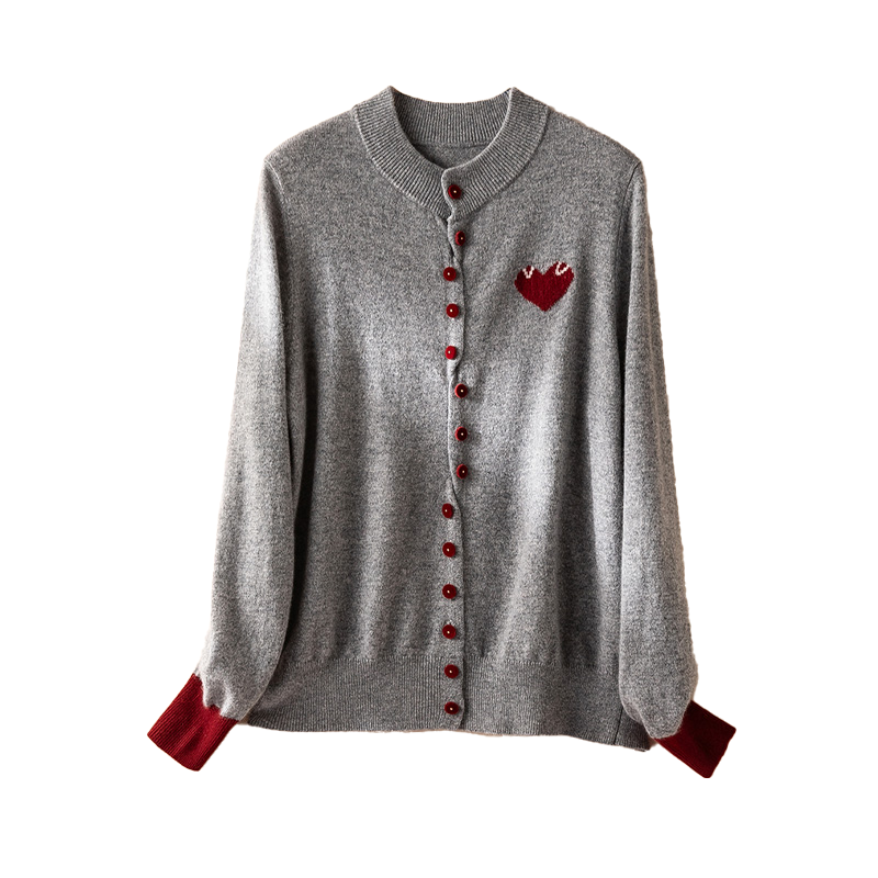 奔赴心动~圆领爱心提花baby小山羊绒衫女针织开衫外套,淘宝优惠券,粉丝福利购,淘宝优惠卷