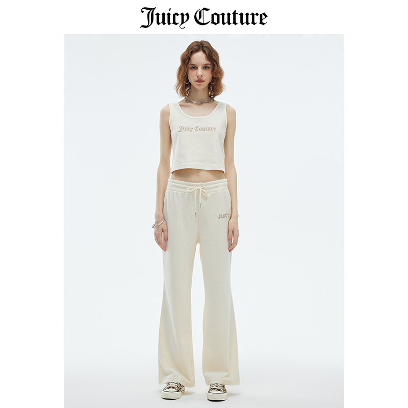 Juicy Couture橘滋休闲裤女夏季新款美式微喇直筒裤天鹅绒长裤女 - 图0