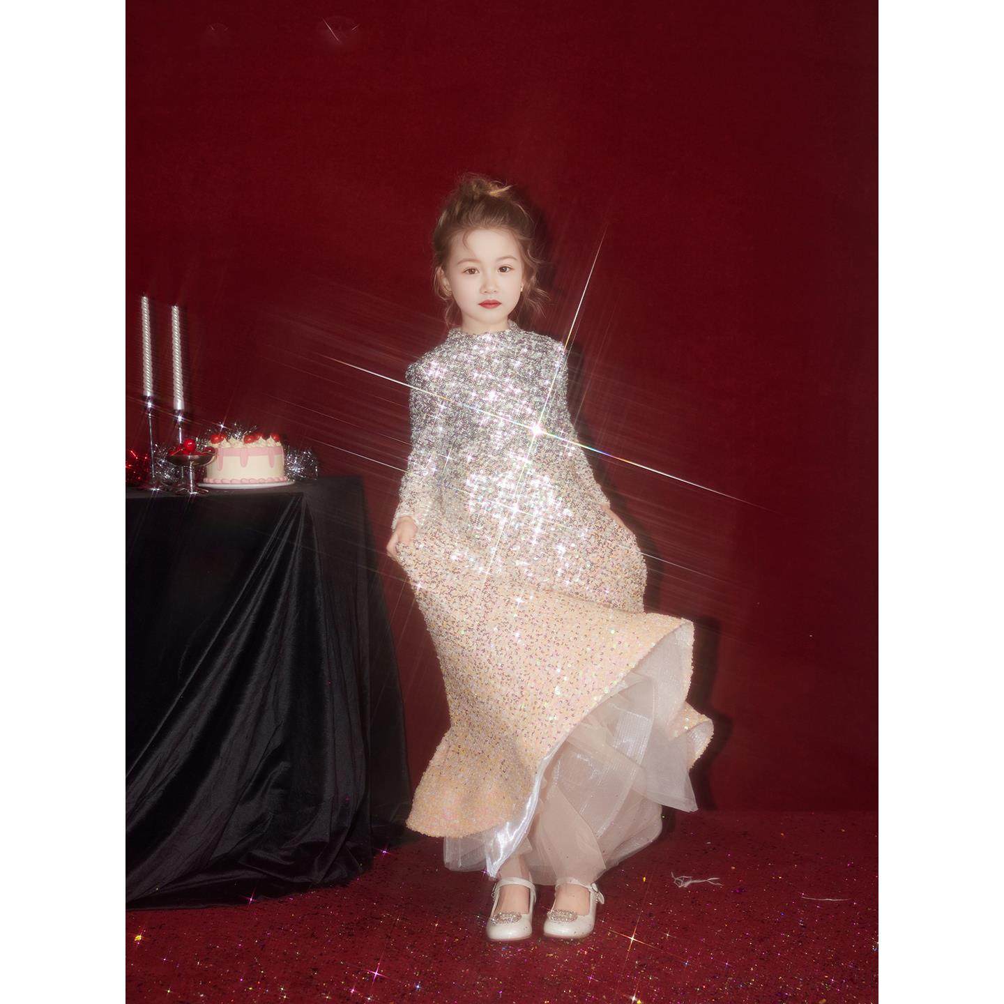 女童生日礼服渐变连衣裙儿童宴会舞台主持人钢琴演出服蓬蓬公主裙,淘宝优惠券,粉丝福利购,淘宝优惠卷