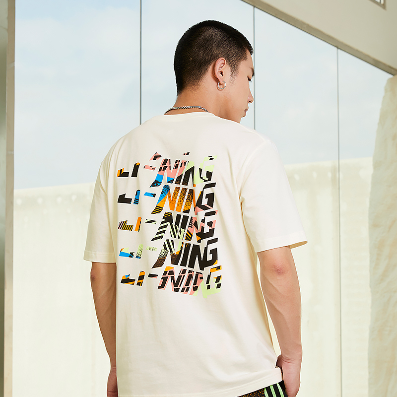 LI-NING/李宁春夏季男子短袖舒适时尚印花透气潮流圆领运动T恤 - 图3