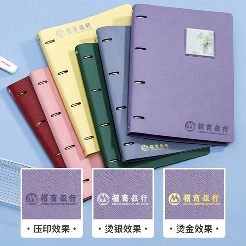 软皮A4活页本外壳笔记本记事本外壳大学生简约高颜值网格线圈本加厚替芯定制打孔本子可拆卸文件活页夹 - 图2