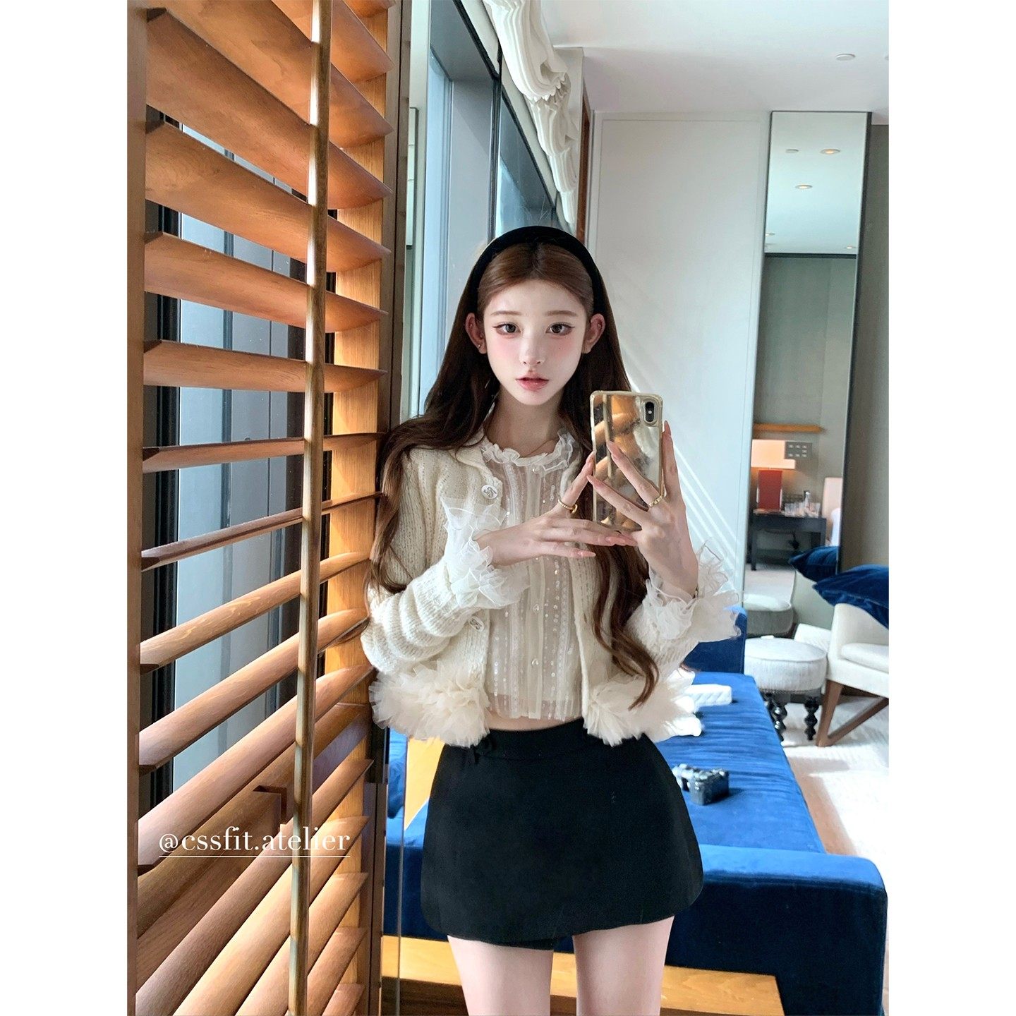 迟伞伞25/fw 月光雪落 节日战袍 Jor*a手工马海羊毛开衫衬衫套装,淘宝优惠券,粉丝福利购,淘宝优惠卷