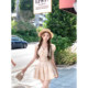 Chi Umbrella Ramie Navy Collar Lace Lapel Top
