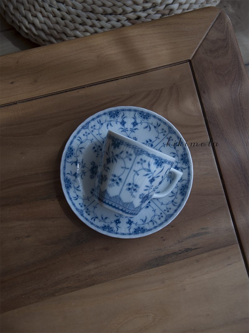 日本中古vintage咖啡杯blue copen唐草纹红茶青花手绘釉下彩日式-图2