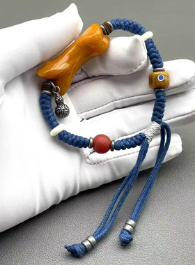原创驼骨手编手绳女款轻奢文玩手链藏式风格保真骆驼趾骨温润如玉