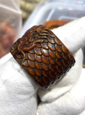 藏传回流老骨保真驼骨祥龙扳指戒指跑环文玩手串佛珠diy吊坠配饰