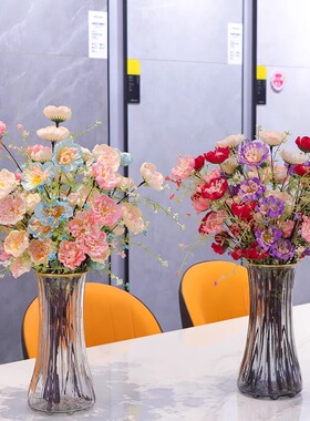 轻奢高档仿真花摆设杜鹃花假花客厅餐桌仿生花束装饰插花家居摆件